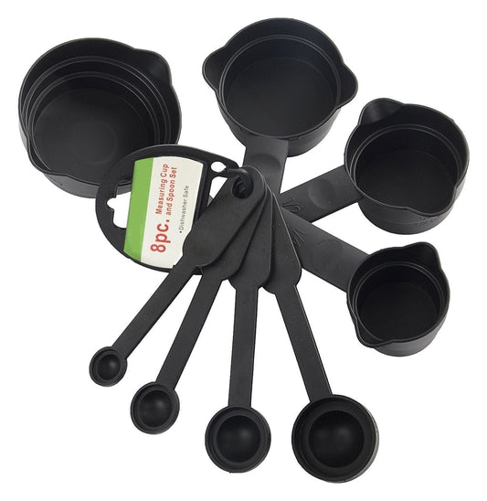 106 Plastic Measuring Cups and Spoons (8 Pcs, Black) 24by7sale